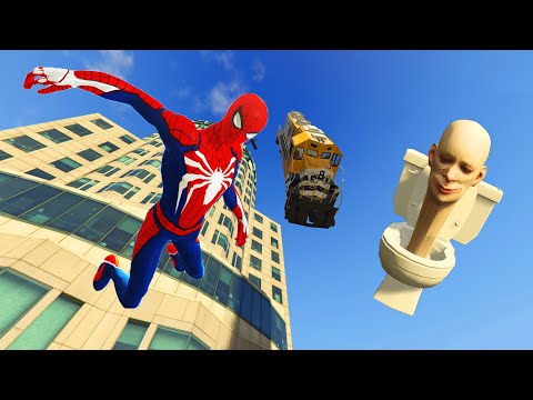 GTA 5 SPIDERMAN & Skibidi Toilet Jumping Off Highest Buildings (Ragdolls & Euphoria Physics)