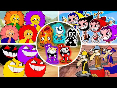 Cuphead - 5-Players Crossover Co-op VS All Bosses Cloned