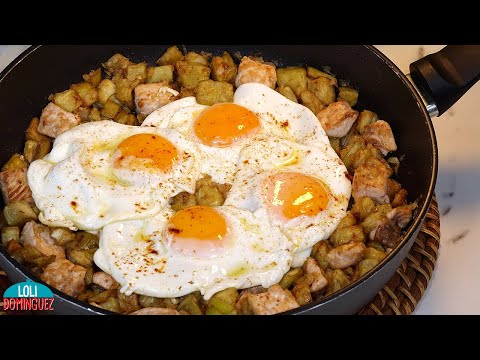 Sartén de huevos rotos con berenjenas. Fácil,  rápida y con pocos ingredientes - HUEVOS - BERENJENAS