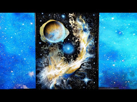 Next level acrylic Galaxy pour painting fluid art