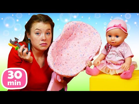 Baby Annabelle im Puppen Kindergarten. Irene und Baby Born. Kompilation