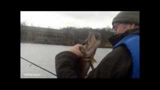 preview picture of video 'Pike fishing from a canoe early spring day. Geddefiskeri fra kano en tidlig forårsdag'