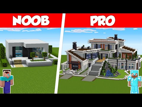 Minecraft NOOB vs PRO: MODERN HOUSE BUILD CHALLENGE in Minecraft / Animation