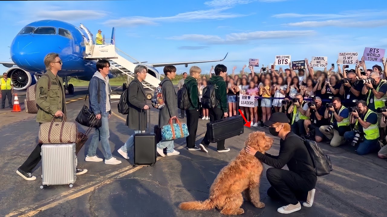 BTS Fly to Boston, Taehyung with His Dog Yeontan Surprise!