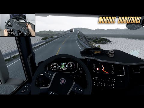 Extremely realistic drive - Nordic Horizons DLC | Euro Truck Simulator 2 | Steering wheel gameplay