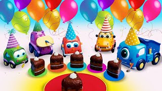 Festa de aniversário e piquenique dos carrinhos Mocas! Desenhos animados. Desenho animado infantil