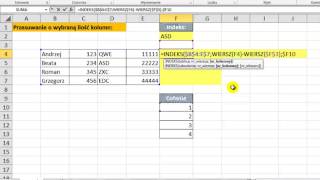 Excel - Pobieranie wartości z komórki oddalonej o wybraną ilość kolumn - porada #46