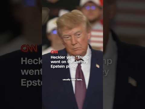 Heckler yells ‘Trump went on the Jeffrey Epstein plane’