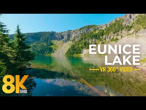 360˚ View of a Beautiful Mountain Lake - 8K Scenery of Eunice Lake, Mount Rainier National Park