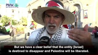 Tunisian demonstrator hoping for Israel's destruction