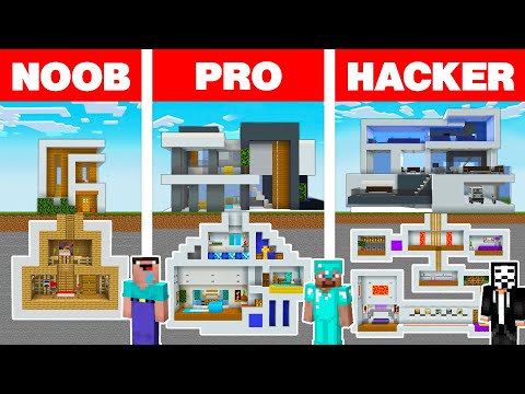 Minecraft NOOB vs PRO vs HACKER: MODERN UNDERGROUND HOUSE BUILD CHALLENGE in Minecraft Animation