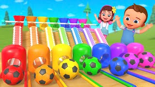 Learning Colors for Children with Little Babies Fun Play Wooden Slider Soccer Balls Toy Kindergarten