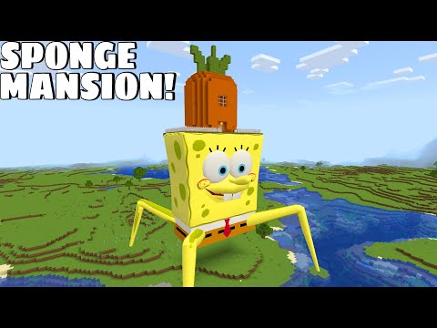 I found SKY MANSION OF GIANT SPIDER-SPONGEBOB in Minecraft - Gameplay - Coffin Meme