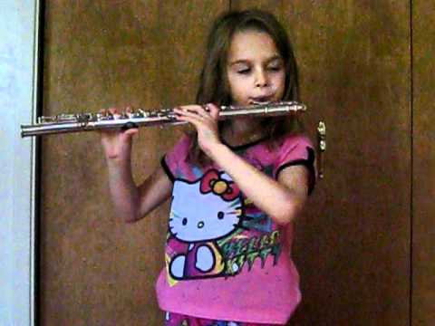 Annelies playing Long Long Ago Suzuki flute book 1