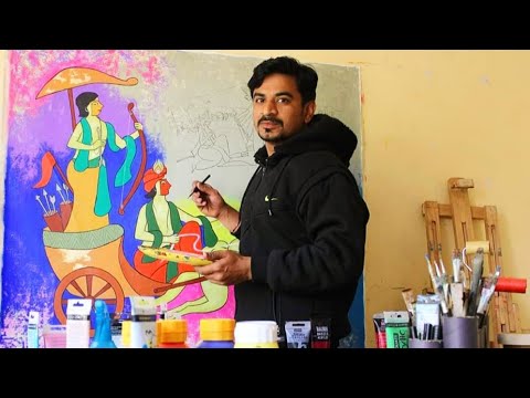 (Chetan Katigar)Indian painting /A day with an artist Chetan Katigar