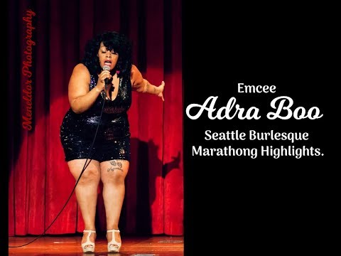 Emcee Adra Boo at Seattle Burlesque Marathong