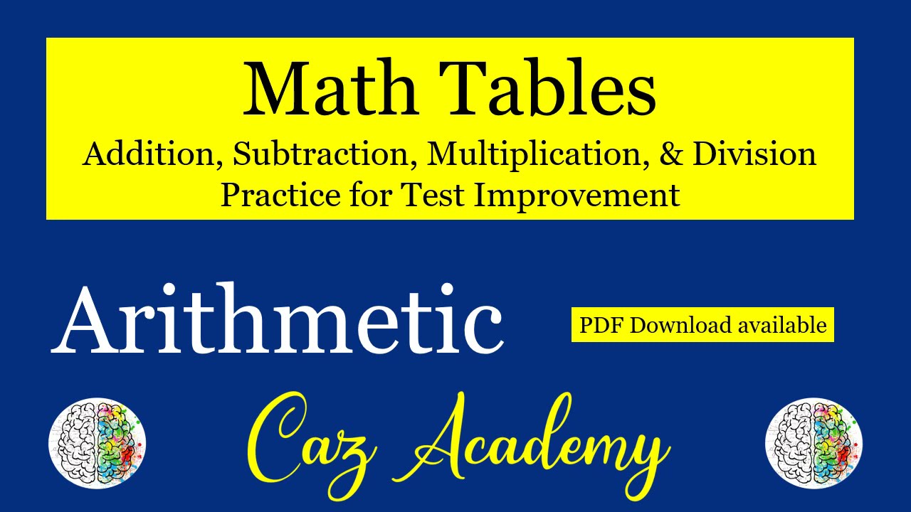 Improve Arithmetic Skills - Math Tables - Addition, Subtraction, Multiplication, & Division Practice