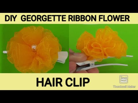DIY Georgette Ribbon Flower Hair Clip
