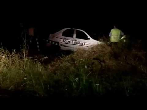 O mașină a Politiei Rurale s-a răsturnat pe câmp, satul Lada, Teleorman