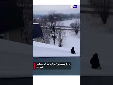 Ski करता कौवा हुआ वायरल Snow पर दिखाया कमाल