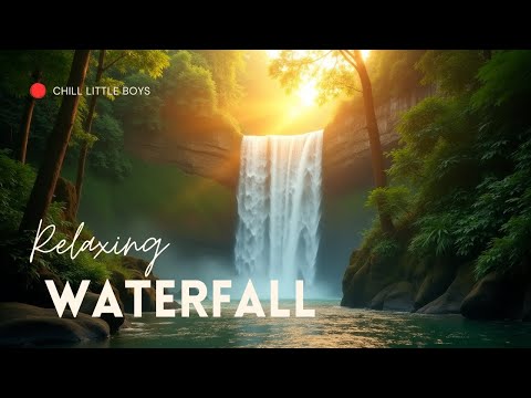 Tropical Waterfall at Golden Sunset 🌅 | Relaxing Nature Sounds for Sleep, Study, Meditation [ 4K ]