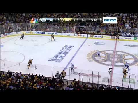 Cody Franson snapshot PPG 1-1 May 13 2013 Toronto Maple Leafs vs Boston Bruins NHL Hockey