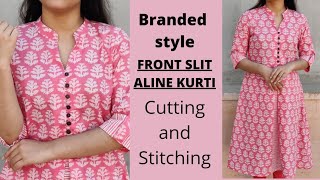 A Line Collar Neck Kurti Cutting and Stitching  De