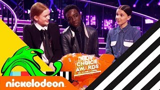 Stranger Things Cast Wins Favorite TV Show w/ Millie Bobby Brown 🏆 | Kids' Choice Awards 2018 | Nick