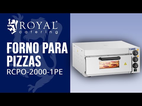 vídeo - Forno para pizzas - com placa de chamotte - 1 compartimento - 2000 W - Royal Catering