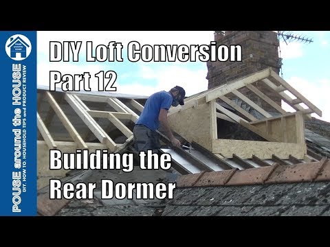 Loft conversion part 12 - Build the rear dormer. Pitched roof dormer construction & Velux frame.