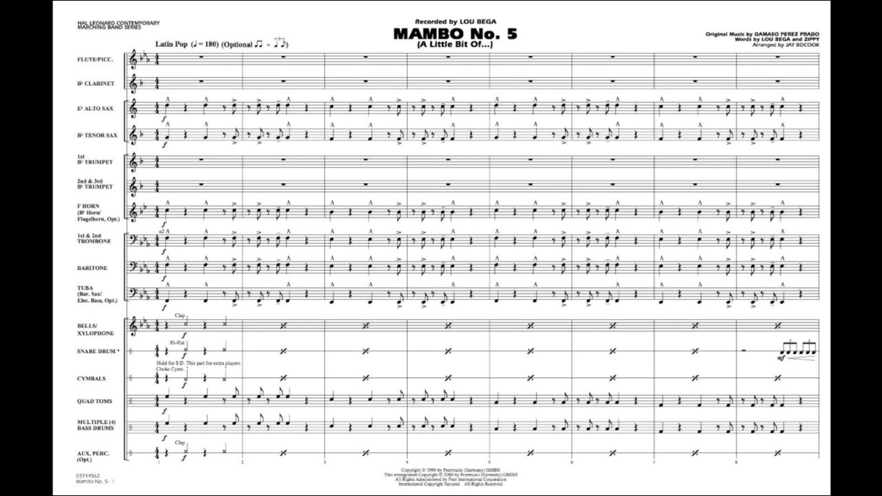 Mambo No. 5 by Damaso Perez Prado/arr. Jay Bocook