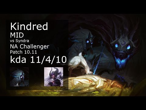 Kindred Mid vs Syndra - NA Challenger 11/4/10 Patch 10.11 Gameplay