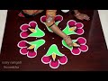 Amazing Flower vase rangoli kolam designs with 7 dots for Pongal 2021 - Sankranthi muggulu 2021