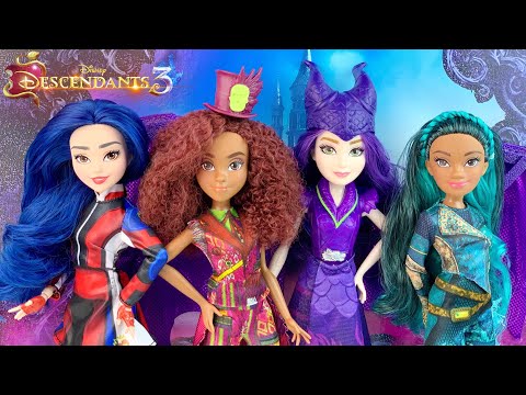 Descendants 3 Dolls by Hasbro (Dragon Queen Mal, Evie, Uma, Celia)  Review & Unboxing