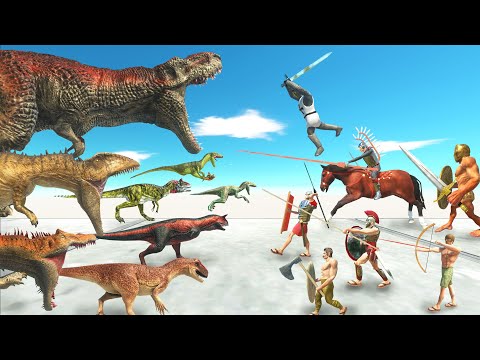 Carnivore Dinosaurs VS Ancient Humans - Animal Revolt Battle Simulator