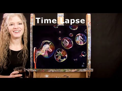 TIME LAPSE - Learn How to Paint "FANTASY BUBBLES" with Acrylic - Fantasy Fun Step by Step Tutorial