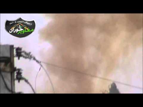 آثار  استهداف مقرات النظام في الكتيبة 49 دفاع جوي بقذائف الهاون الواقعة بين بلدتي علما وخربة غزالة في ريف درعا