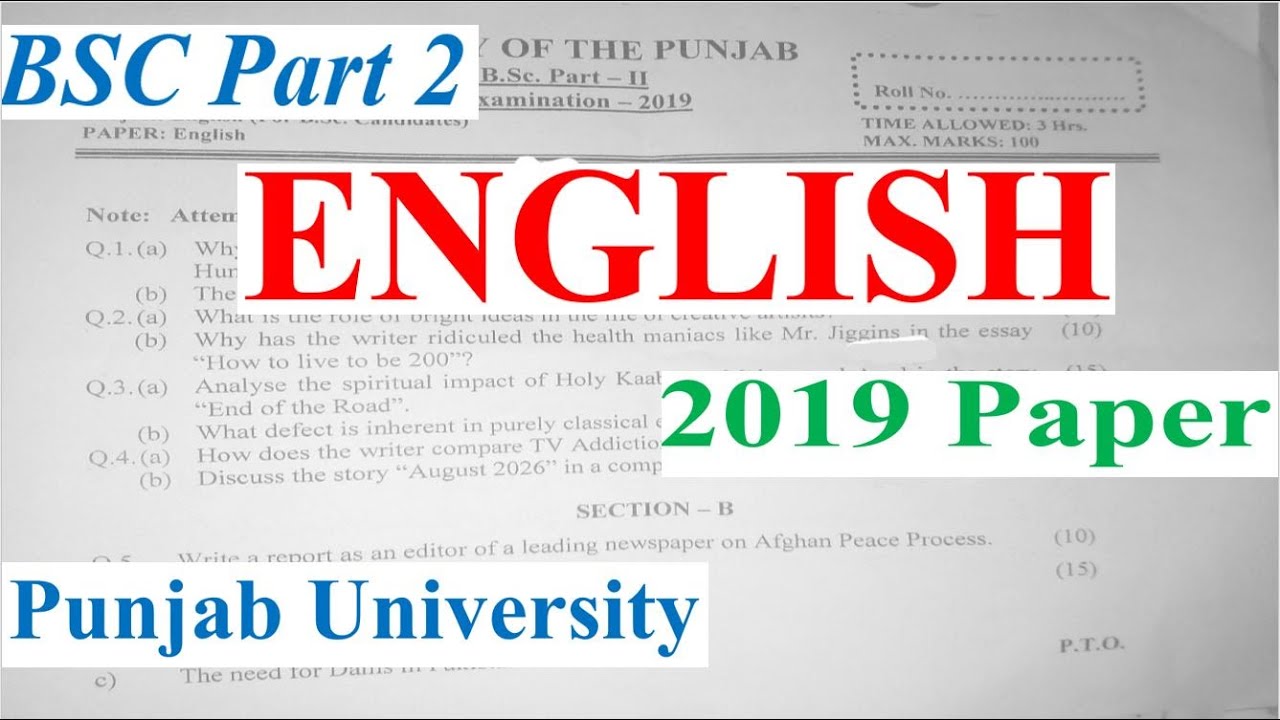 BSC Part 2 | ENGLISH | 2019 Original Paper | Best Method Preparation | 100% Success | PU