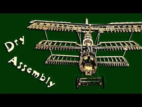 04 Red Baron Triplane Dry Assembly - Dancing Wings Hobby Fokker DR1 balsa model plane kit.