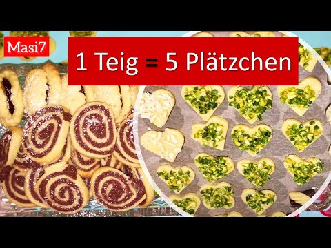 1 Teig - 5 Plätzchen / lecker, einfach und schnell verschiedene Kekse backen / Plätzchenteller