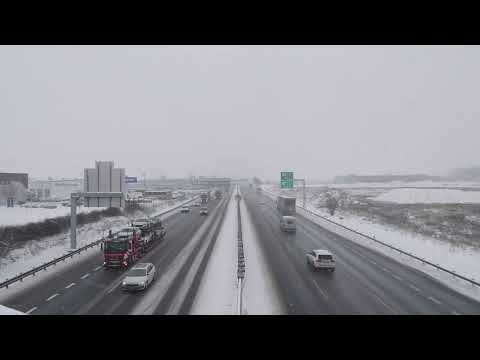 Snowfall, winter, highway traffic. Ambience series