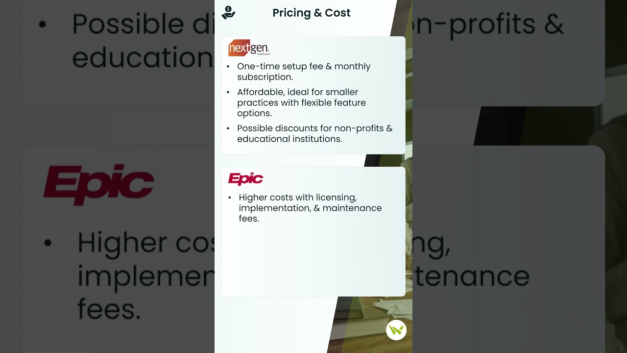 Pricing & Cost: NextGen vs Epic