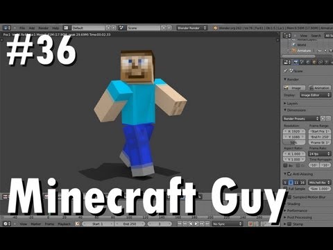 Blender 2.6 Tutorial 36 - Minecraft Guy : start to finish.