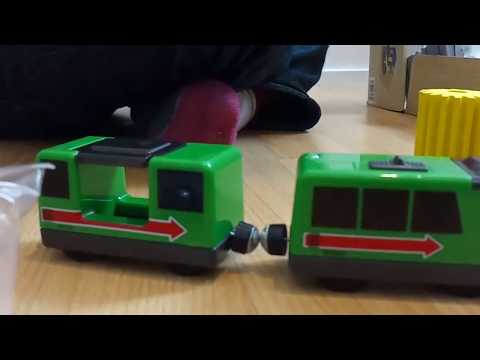 Unboxing, Green toy train for children, Car Washing for kids, Police Car Chase, wooden toy train set Video