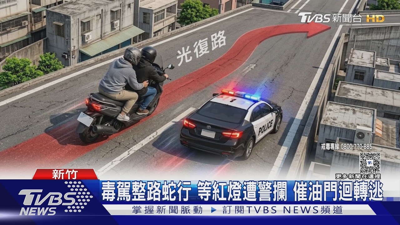 影音／驚險！毒駕男新竹蛇行拒檢　警遭「拖行數公尺」腿擦傷