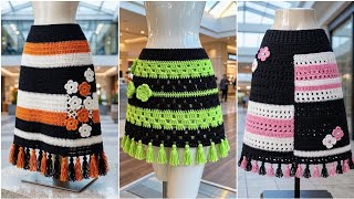 Trendy Crochet Skirts design model. Crazy Crochet ladies skirt design ideas. #crochet #knitting #diy