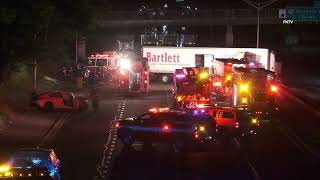 Trailer Truck Jack Knifes on Clearview Expressway in Multi Car Crash - Queens