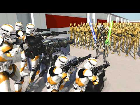 Clone Army Ship Boarding DEATH TUNNEL Defense vs GENERAL GRIEVOUS?! - Men of War: Star Wars Mod