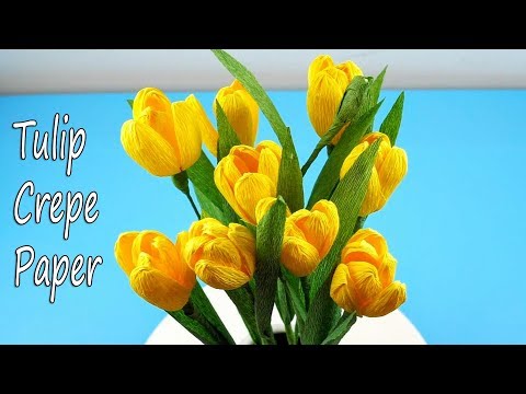 How To Make Beautiful Tulip Paper Flowers From Crepe Paper - DIY Mother's Day Craft Ideas