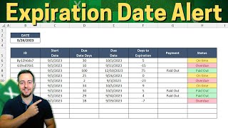 Expiration Date Alerts with Conditional Formatting in Excel | Over Due, On time, Paid Out Highlight